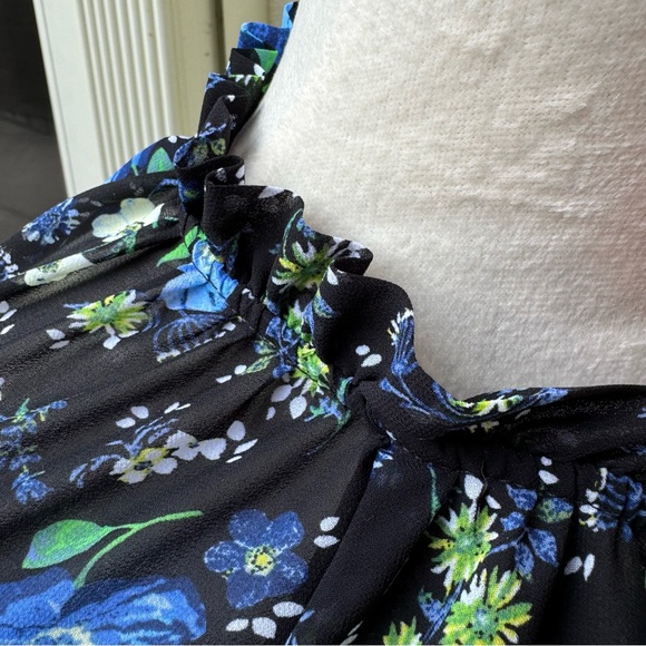 BANANA REPUBLIC. Chic, Long-Sleeve, Black & Blue Floral Dress. Size S. L… - Picture 5 of 11